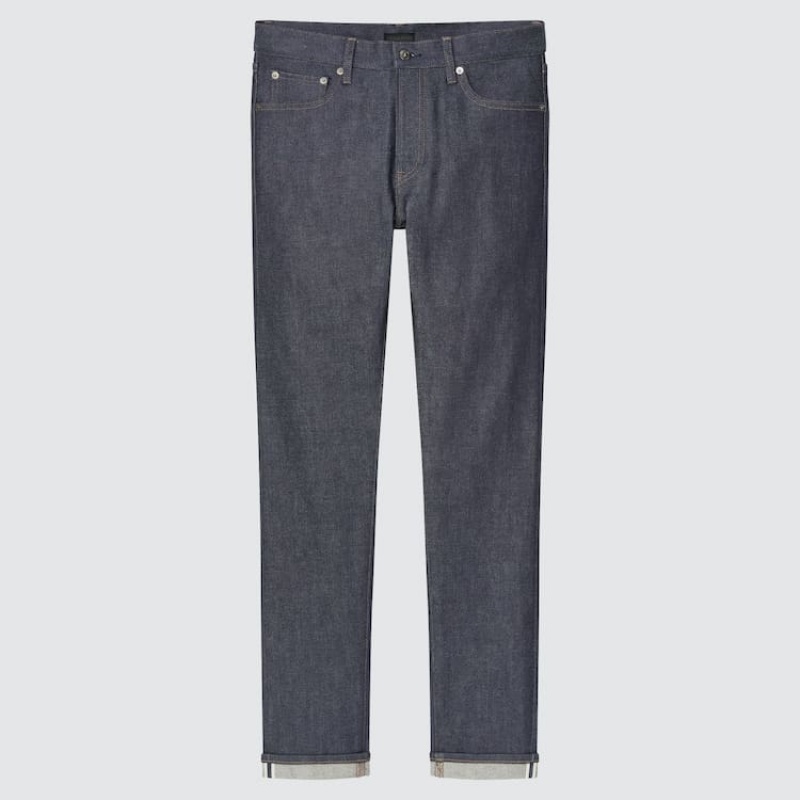 Jeans Uniqlo Selvedge Stretch Slim Fit (2021 Season) Hombre Azul Marino | 3254LEUFM