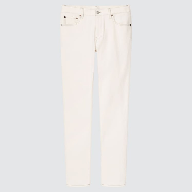 Jeans Uniqlo Slim Fit Hombre Blancas | 3962TGUSR