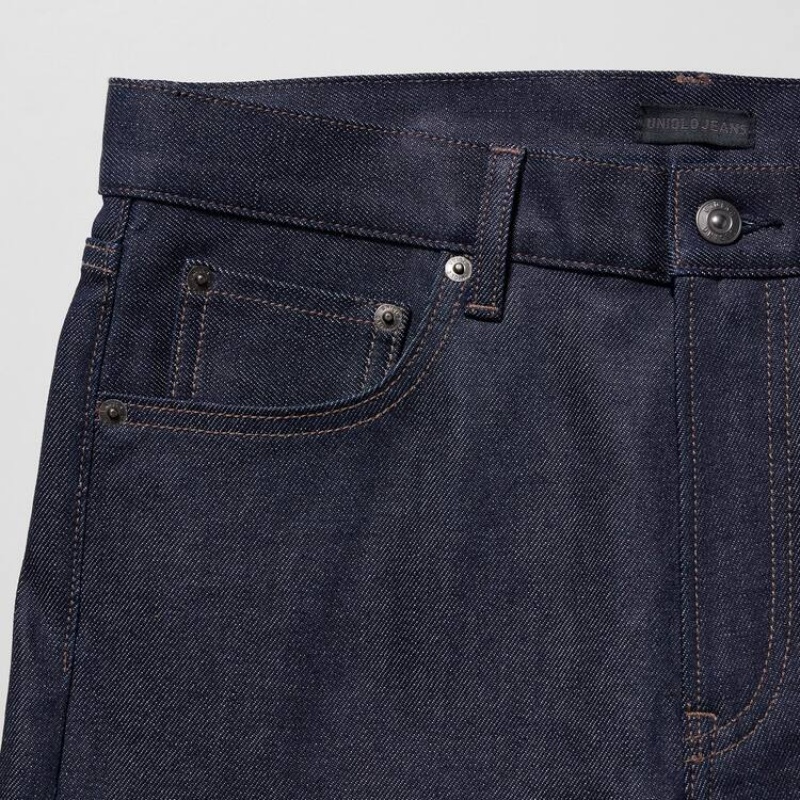 Jeans Uniqlo Stretch Selvedge Slim Fit Hombre Azul Marino | 9437WJFUP