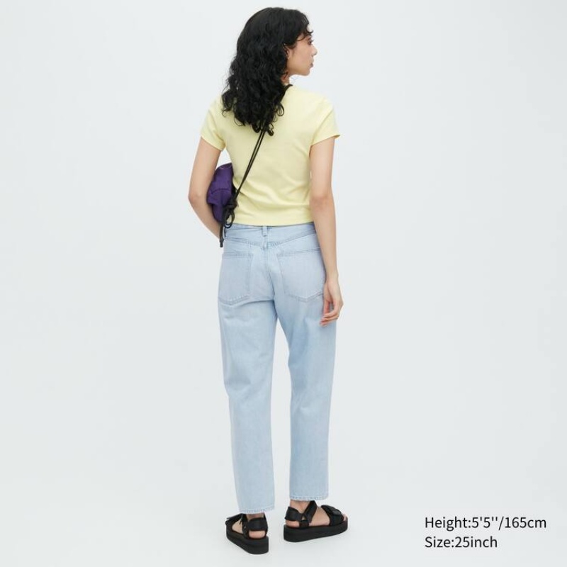 Jeans Uniqlo Tapered Boyfriend Mujer Azules | 3984AEPFO