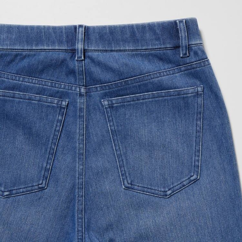 Jeans Uniqlo Ultra Stretch High Rise Cropped Mujer Azules | 0915VTCGJ