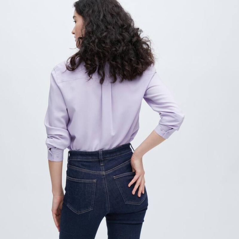 Jeans Uniqlo Ultra Stretch High Rise Flaco Fit Mujer Azul Marino | 2483FXVDO