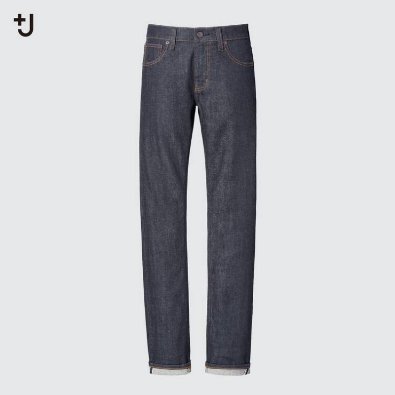 Jeans Uniqlo +j Selvedge Directo Leg Mujer Gris | 5319WGCDY