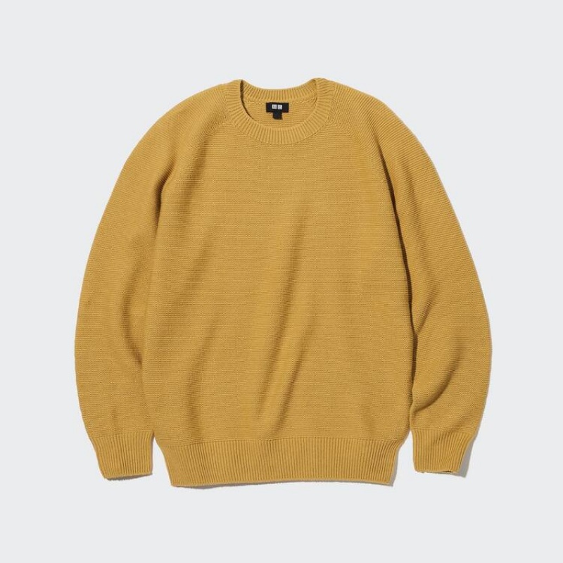 Jerséis Uniqlo 3d Knit Seamless Crew Neck Hombre Amarillo | 9142DEMJN