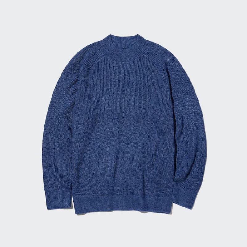 Jerséis Uniqlo Middle Gauge Mock Neck Hombre Azules | 9026KLRAW