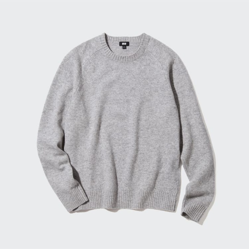 Jerséis Uniqlo Premium Lambswool Crew Neck (2021 Season) Hombre Gris | 6940JNCPA