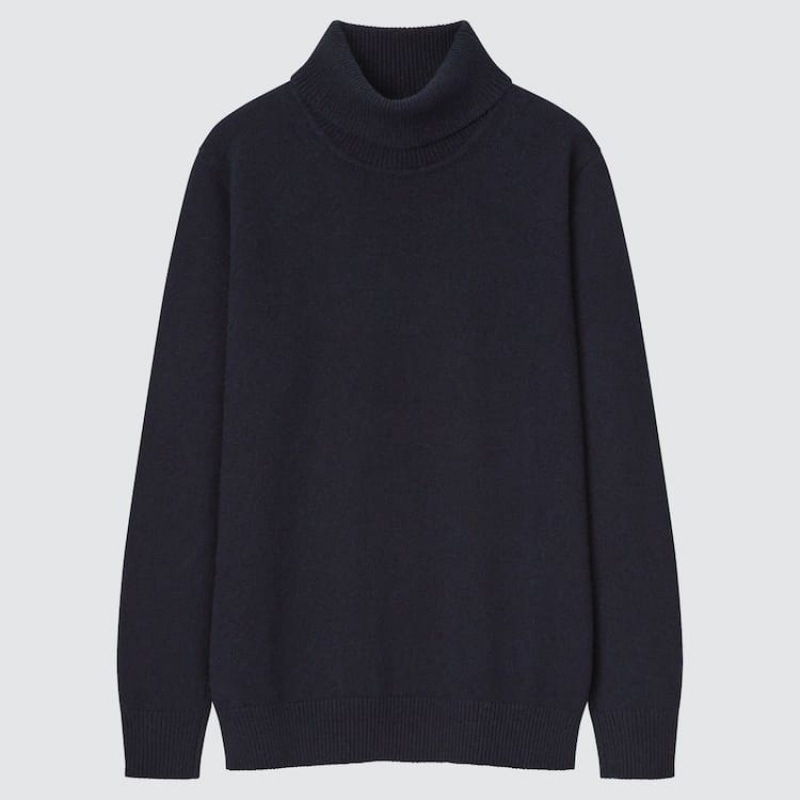 Jerséis Uniqlo Premium Lambswool Turtleneck (2021 Season) Hombre Azul Marino | 2491GWXZT