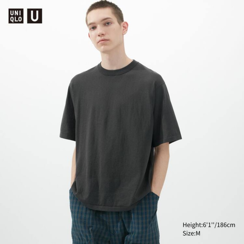 Jerséis Uniqlo U De Punto Hombre Gris Oscuro | 5781UDBPK