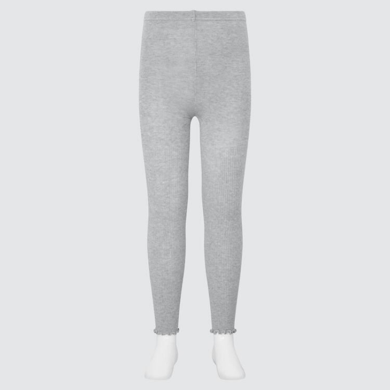 Leggins Uniqlo Acanalado Ankle Length (2021 Season) Niños Gris | 5267VWJMD