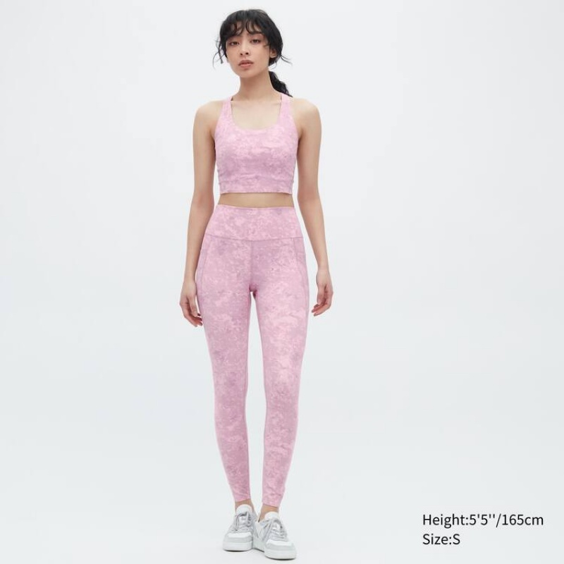 Leggins Uniqlo Airism Uv Protection Soft Printed (With Pockets) Mujer Rosas | 7132PSKVZ