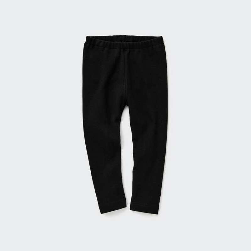 Leggins Uniqlo Algodon Acanalado Bebe Negras | 0475LKBOC