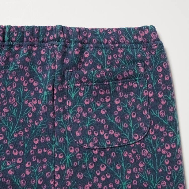 Leggins Uniqlo Fleece Berry Print Bebe Azules | 0879EIDBM