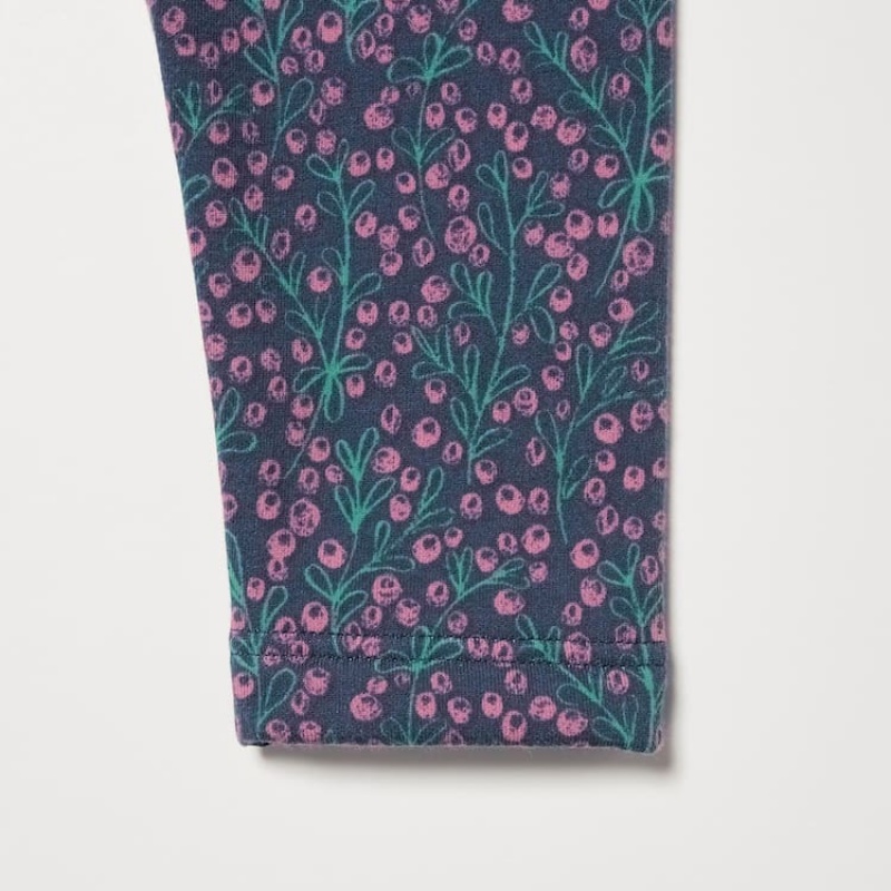 Leggins Uniqlo Fleece Berry Print Bebe Azules | 0879EIDBM