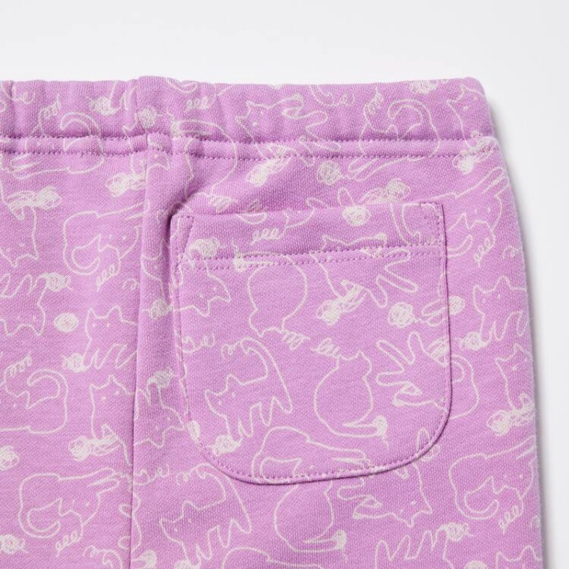 Leggins Uniqlo Fleece Cat Print Bebe Rosas | 6451JBKEQ