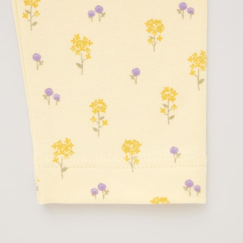 Leggins Uniqlo Flower Print Bebe Amarillo | 3927ZPXOC