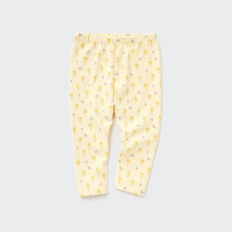 Leggins Uniqlo Flower Print Bebe Amarillo | 3927ZPXOC