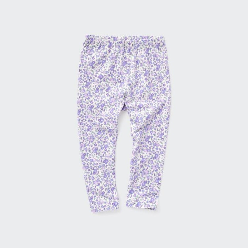 Leggins Uniqlo Flower Print Bebe Moradas | 8406BDRTN