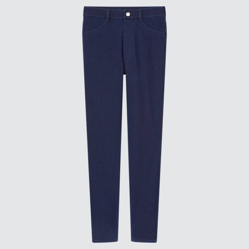 Leggins Uniqlo Ultra Stretch High Rise Denim (2021 Season) Mujer Azules | 2694IPNWX