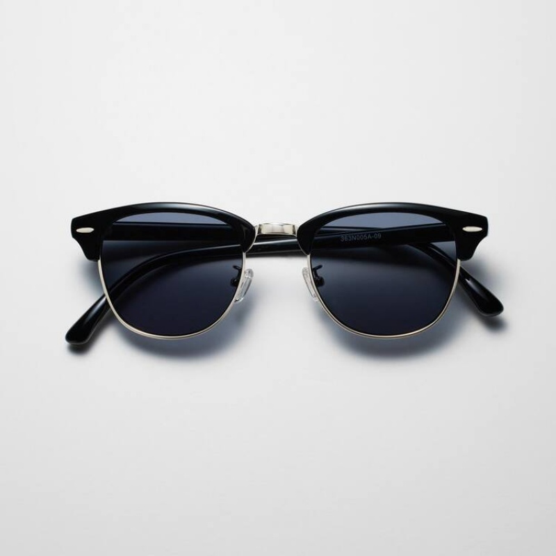 Lentes de Sol Uniqlo Browline Sunglasses Hombre Negras | 3185PLNTK