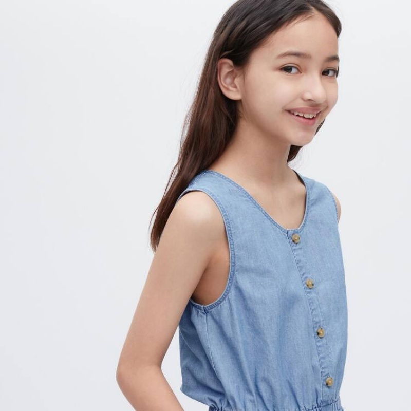 Mono Uniqlo Chambray Niños Azules | 6984CYEAF