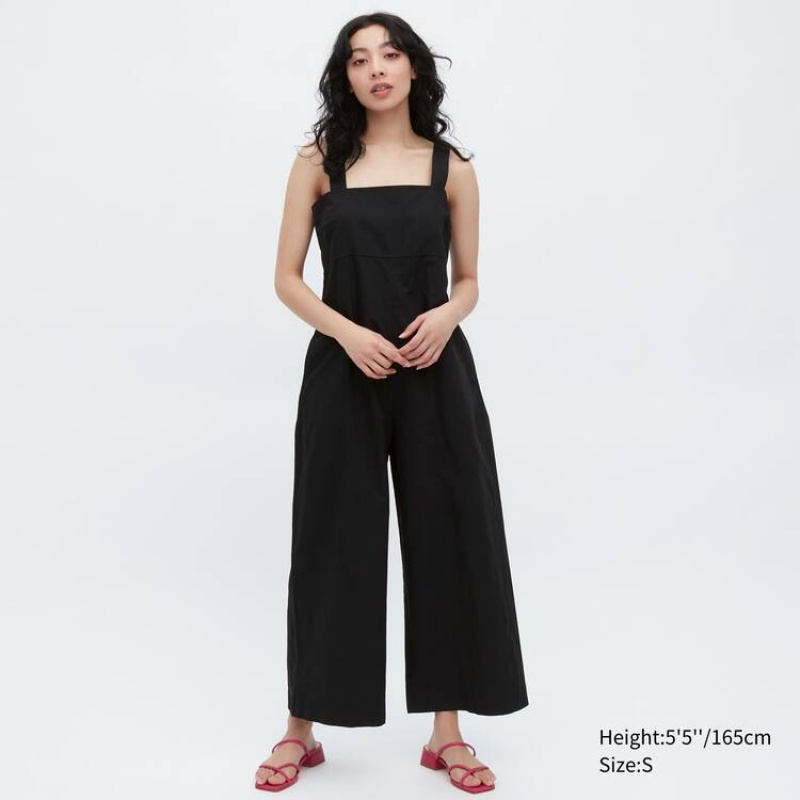 Mono Uniqlo Linen Blend Mujer Negras | 8613FAMJE