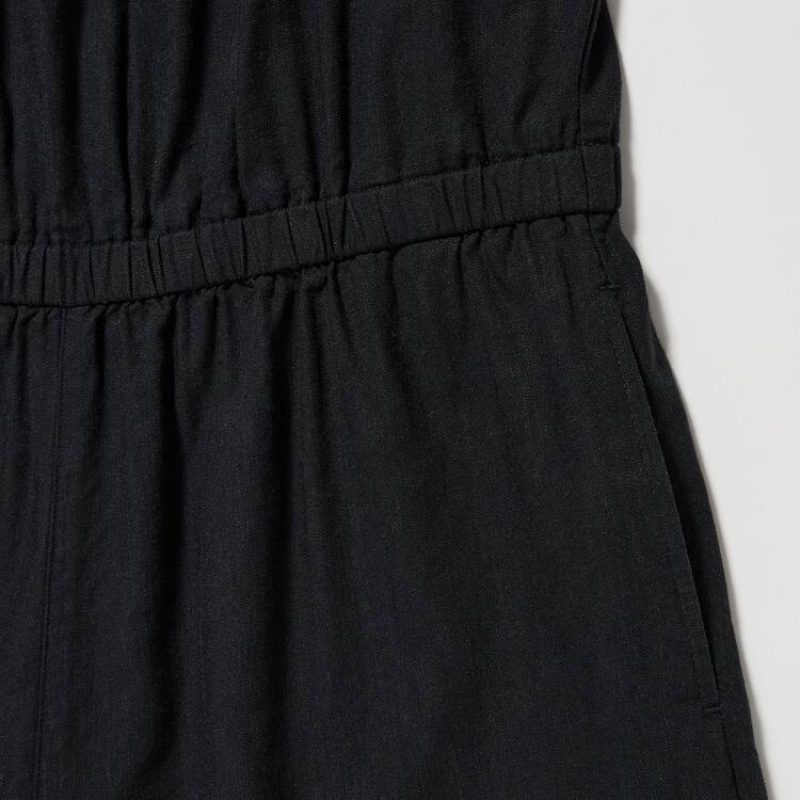 Mono Uniqlo Linen Blend Niños Negras | 4075HNROY