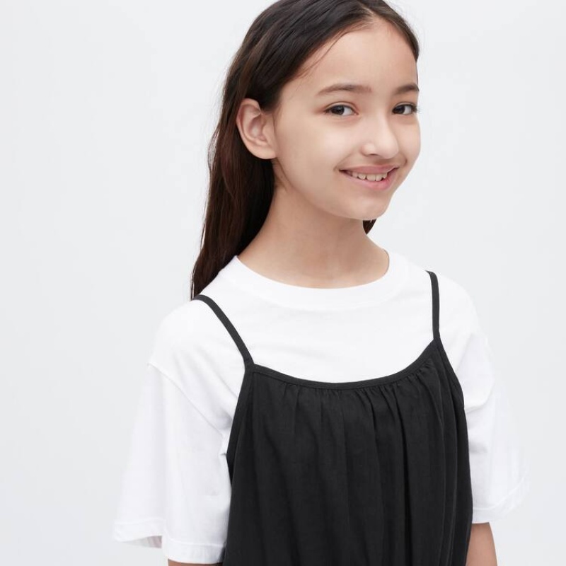 Mono Uniqlo Linen Blend Niños Negras | 4075HNROY