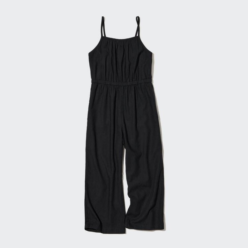 Mono Uniqlo Linen Blend Niños Negras | 4075HNROY