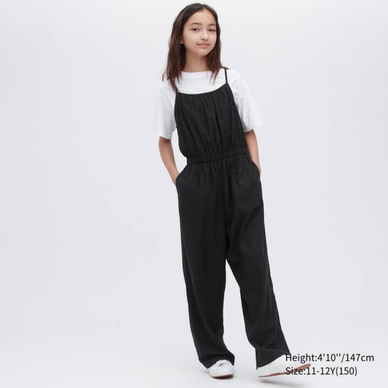 Mono Uniqlo Linen Blend Niños Negras | 4075HNROY