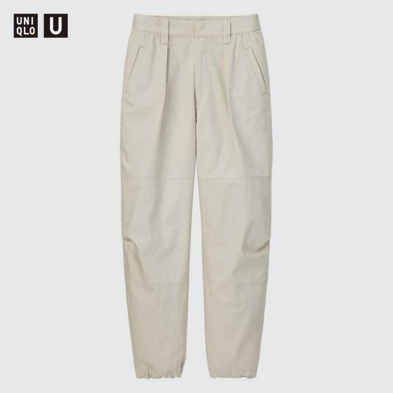 Pantalones Jogger Uniqlo U Plisado Mujer Beige | 5269UFRDO