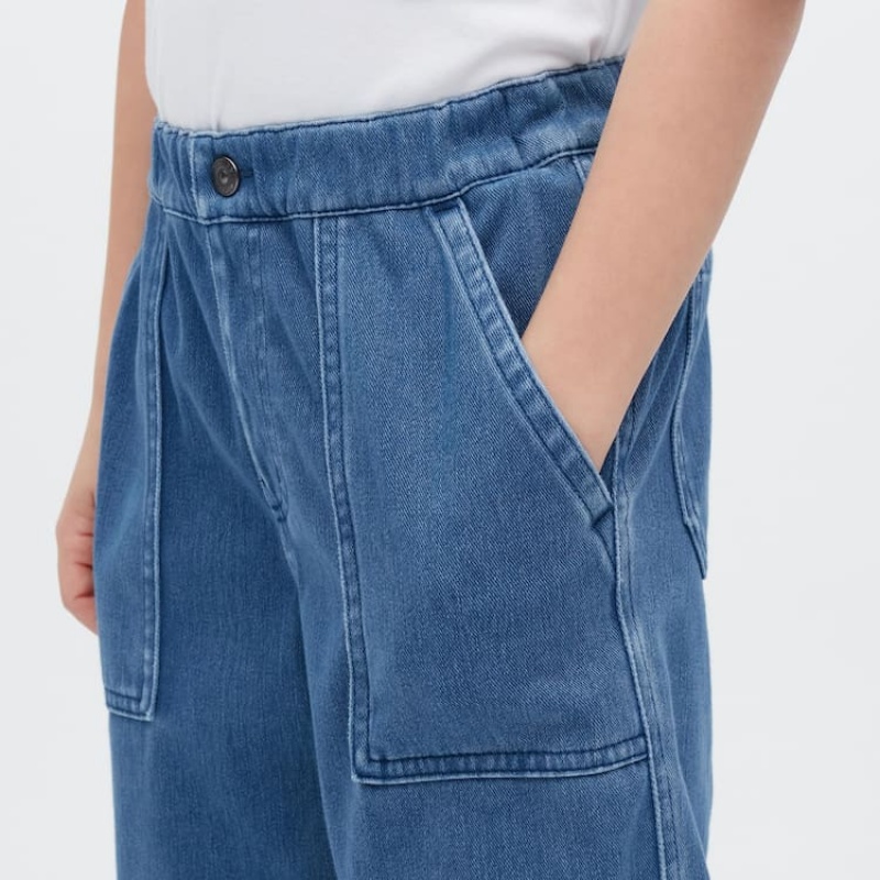 Pantalones Jogger Uniqlo Ultra Stretch Denim Niños Azules | 7516RFHBQ