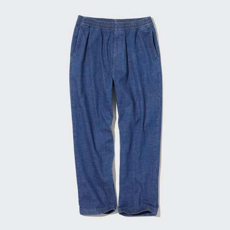 Pantalones Uniqlo Algodon Denim Relaxed Fit Ankle Length Hombre Azules | 1428VSXQO