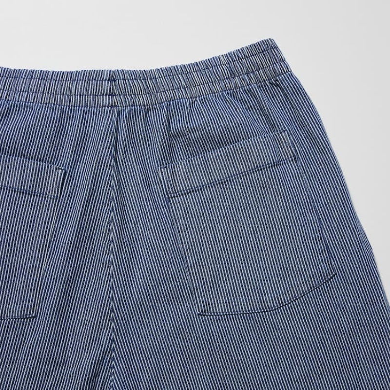 Pantalones Uniqlo Algodon Hickory Relaxed Fit Ankle Length Hombre Azules | 4908GOSTX