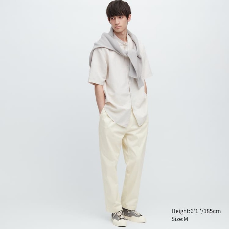 Pantalones Uniqlo Algodon Relaxed Fit Ankle Length Hombre Blancas | 1024JAEQP