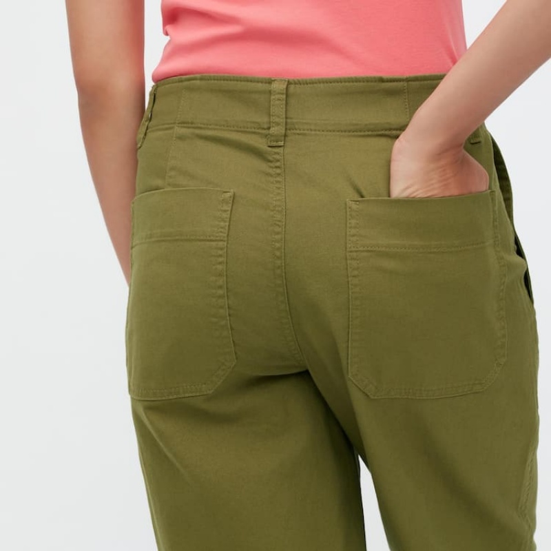 Pantalones Uniqlo Anchos Leg Baker Mujer Verde Oliva | 9243BVPWD