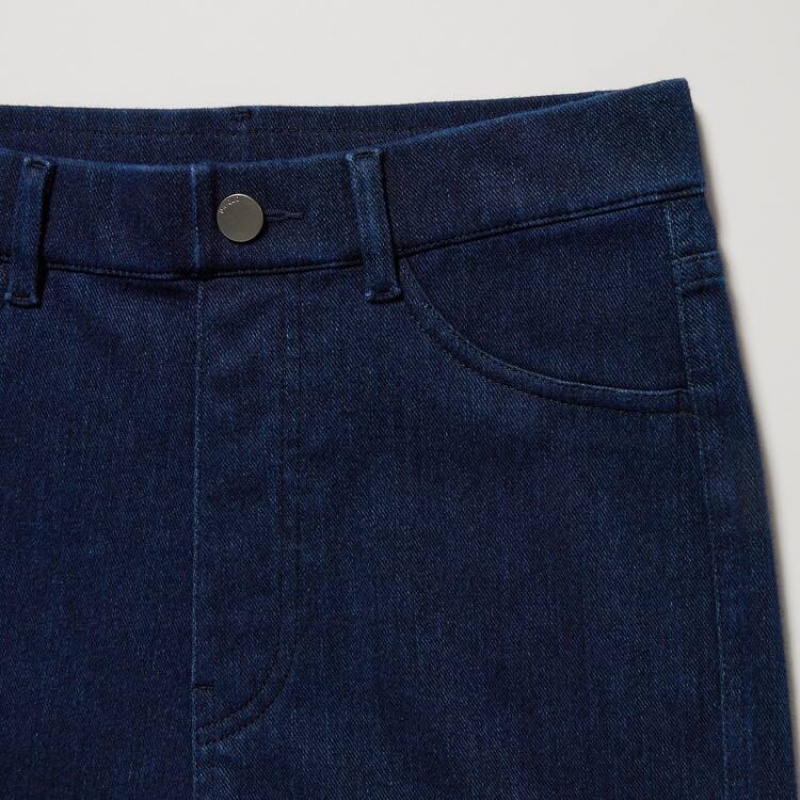 Pantalones Uniqlo Heattech Ultra Stretch High Rise Denim Thermal Mujer Azules | 2890FGMHV