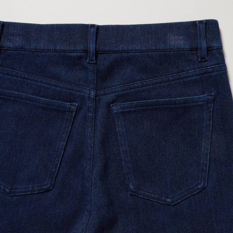 Pantalones Uniqlo Heattech Ultra Stretch High Rise Denim Thermal Mujer Azules | 2890FGMHV