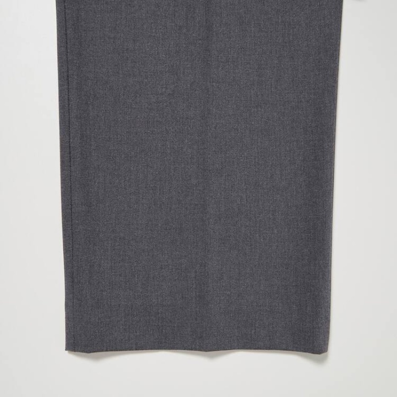 Pantalones Uniqlo Plisado Anchos Mujer Gris | 8230YGHPE