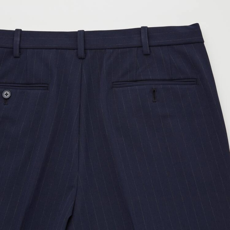 Pantalones Uniqlo Smart A Rayas Ankle Length Hombre Azules | 8640DZNIK