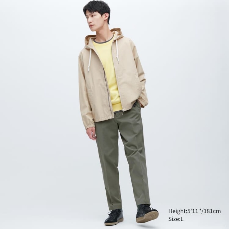 Pantalones Uniqlo Smart Algodon Ankle Length Hombre Verde Oliva | 1957EYHBV