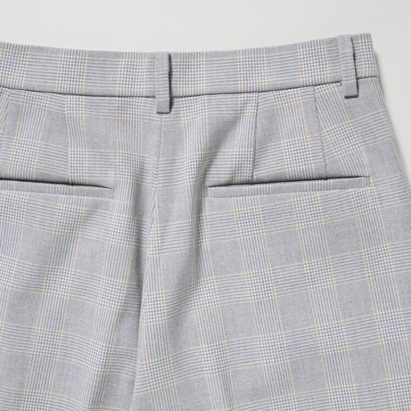 Pantalones Uniqlo Smart Checked Ankle Length Mujer Gris Claro | 3084TAMBU