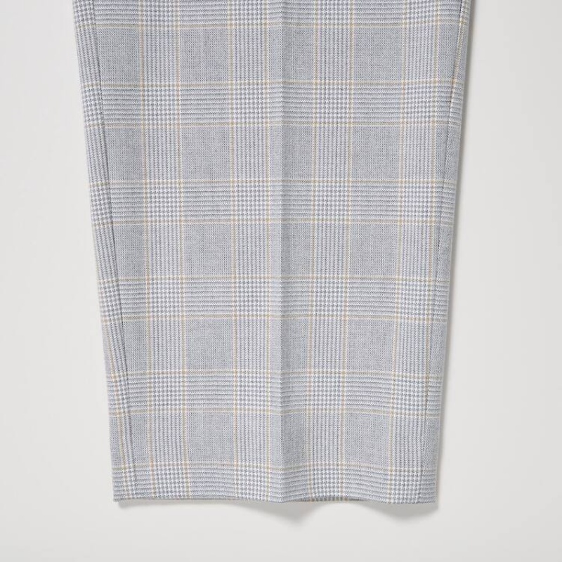 Pantalones Uniqlo Smart Checked Ankle Length Mujer Gris Claro | 3084TAMBU