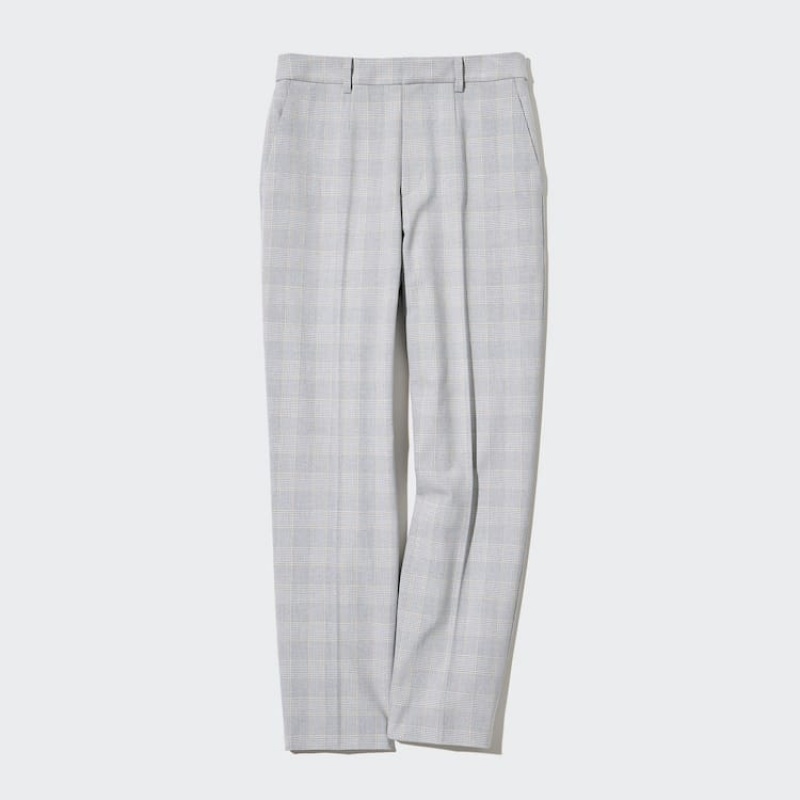 Pantalones Uniqlo Smart Checked Ankle Length Mujer Gris Claro | 3084TAMBU