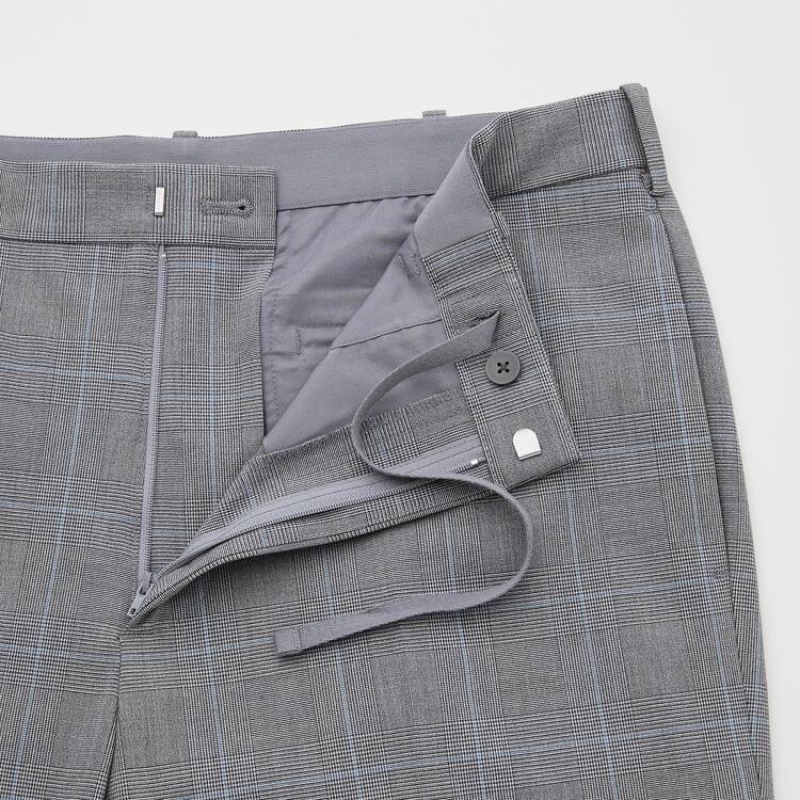 Pantalones Uniqlo Smart Comodidad Glen Checked Ankle Length Hombre Gris | 7281ECNZP