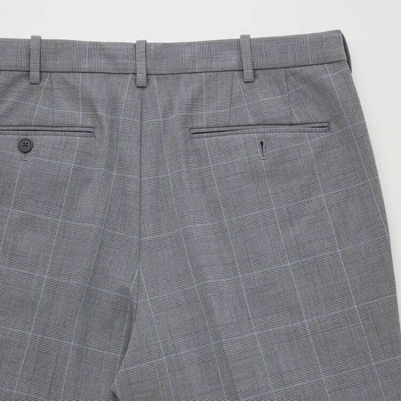 Pantalones Uniqlo Smart Comodidad Glen Checked Ankle Length Hombre Gris | 7281ECNZP