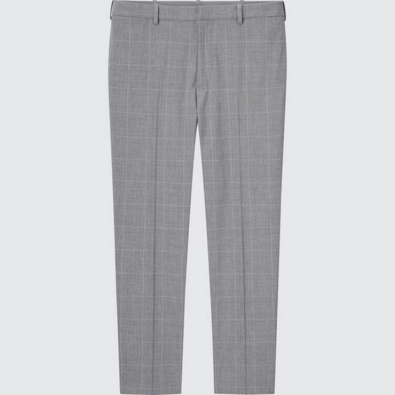 Pantalones Uniqlo Smart Comodidad Glen Checked Ankle Length Hombre Gris | 7281ECNZP