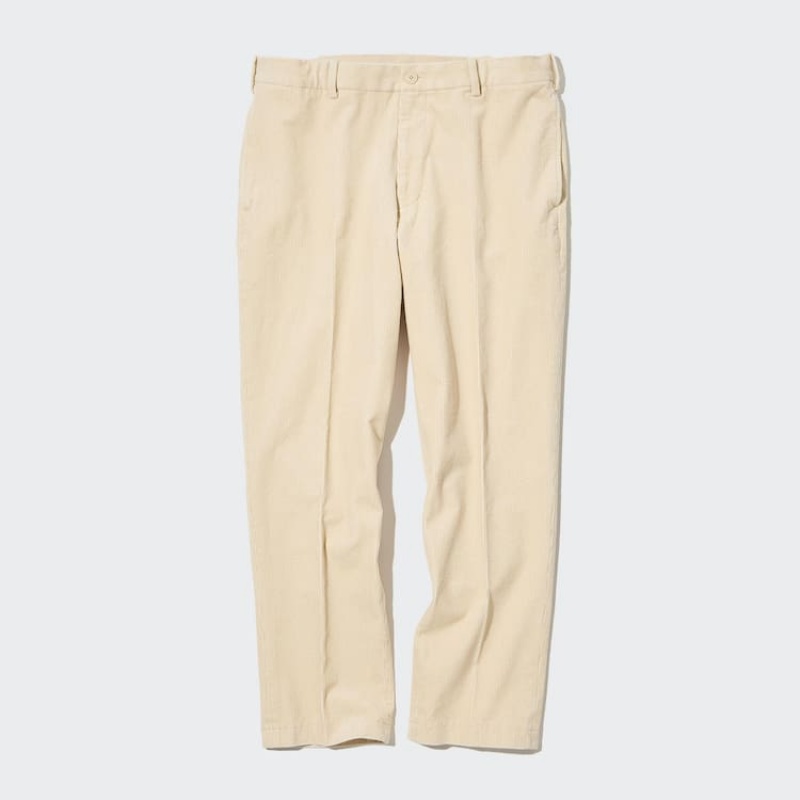 Pantalones Uniqlo Smart Corduroy Ankle Length Hombre Beige | 3186DOHGE