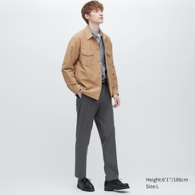 Pantalones Uniqlo Smart Lana-like Ankle Length (Long) Hombre Gris | 5284ETNPM