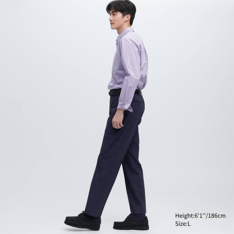 Pantalones Uniqlo Smart Patterned Ankle Length (Long) Hombre Azul Marino | 7510NHFCV