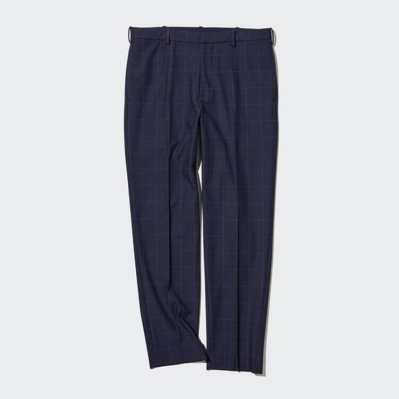 Pantalones Uniqlo Smart Patterned Ankle Length (Long) Hombre Azul Marino | 7510NHFCV